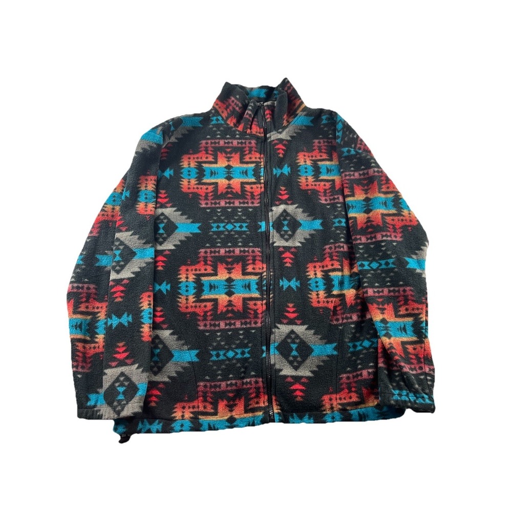 Black Mountain Men's XL Full Zip Native Aztec Print Fleece‎ Full Zip Jacket